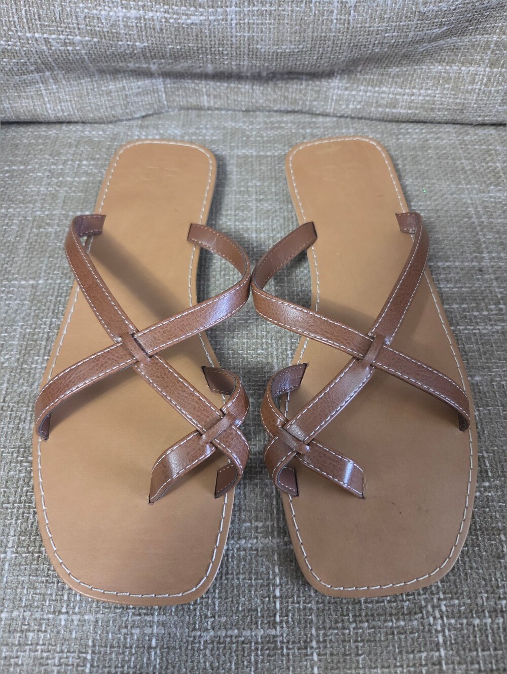 JustFab Chleo Flat Strappy Sandals - Brown (Size 8.5) NEW